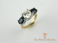 Load image into Gallery viewer, Oval Sapphire and Round Diamond Engagement Ring