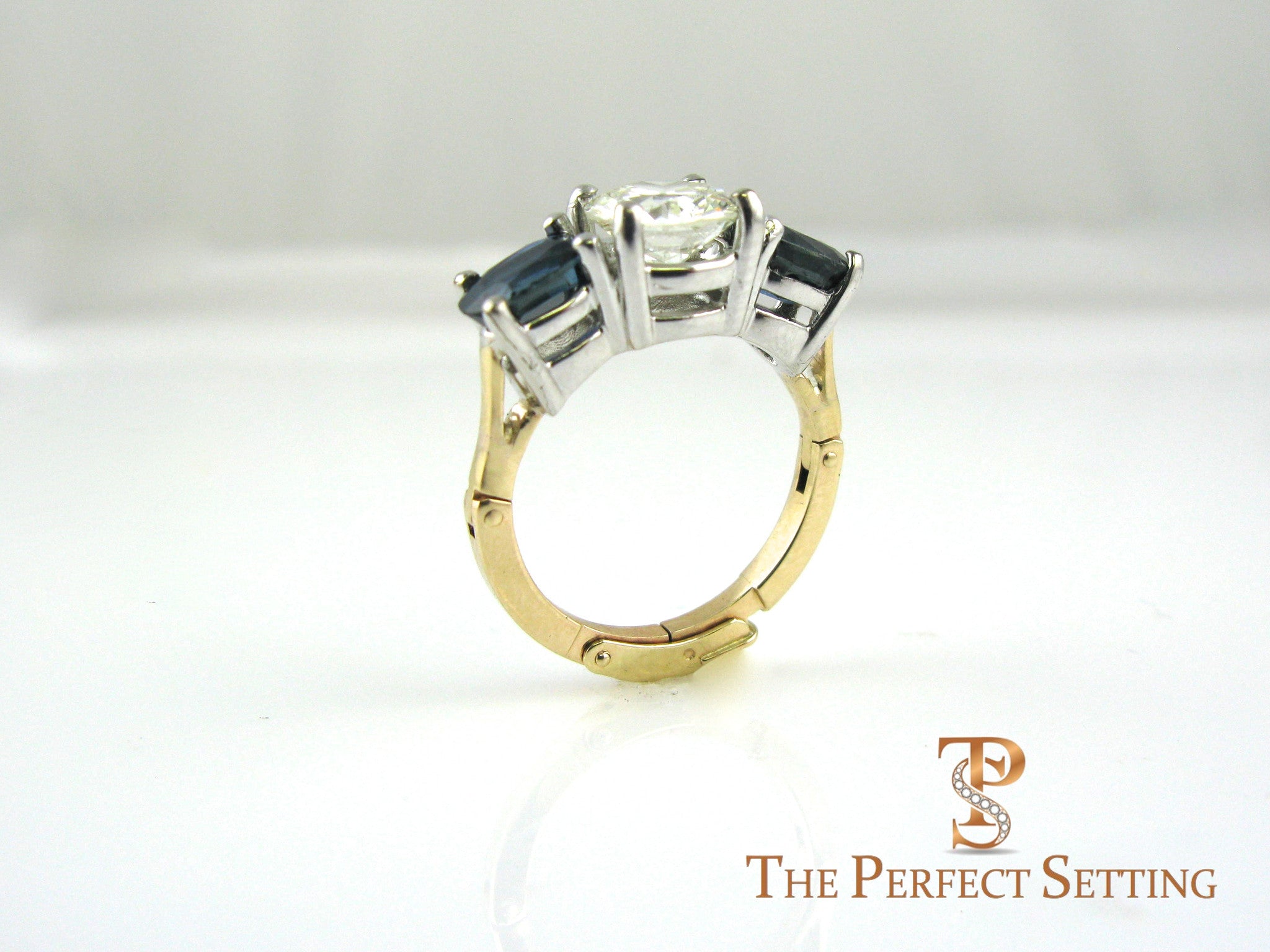 Oval Sapphire and Round Diamond Engagement Ring