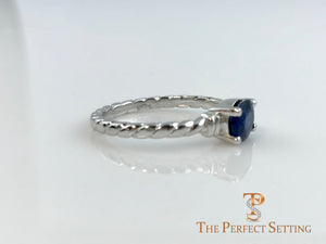 Oval Sapphire Rope Ring Side View