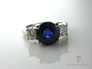 Sapphire and Diamond three stone ring