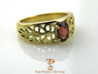 18K Yellow Gold Scroll Ruby Ring