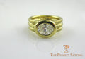 Oval Diamond 18K yellow gold bezel setting right hand ring
