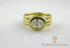 Oval Diamond 18K yellow gold bezel setting right hand ring