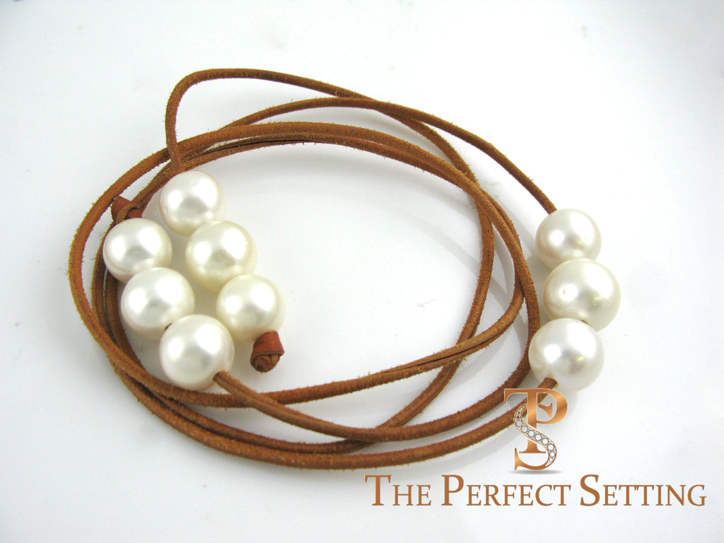 south sea pearls on kangaroo leather cord