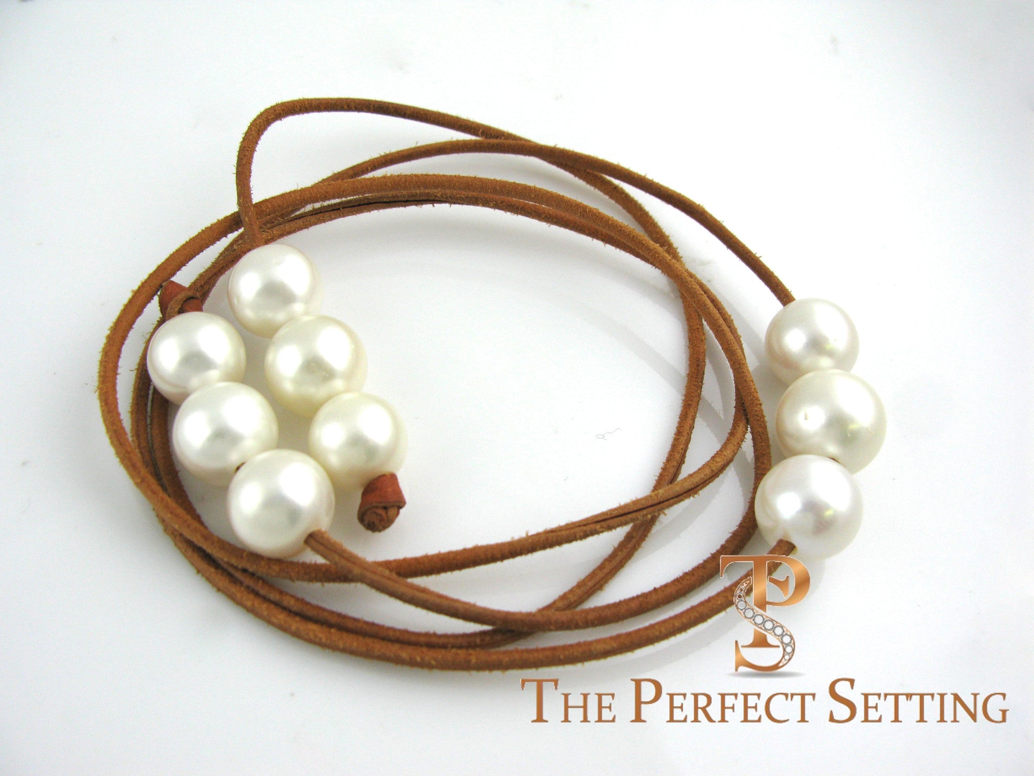 south sea pearls on kangaroo leather cord