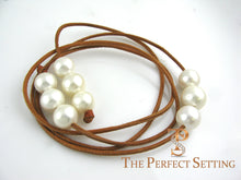 Load image into Gallery viewer, south sea pearls on kangaroo leather cord