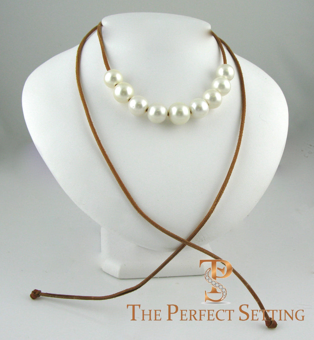 south sea pearls on kangaroo leather cord