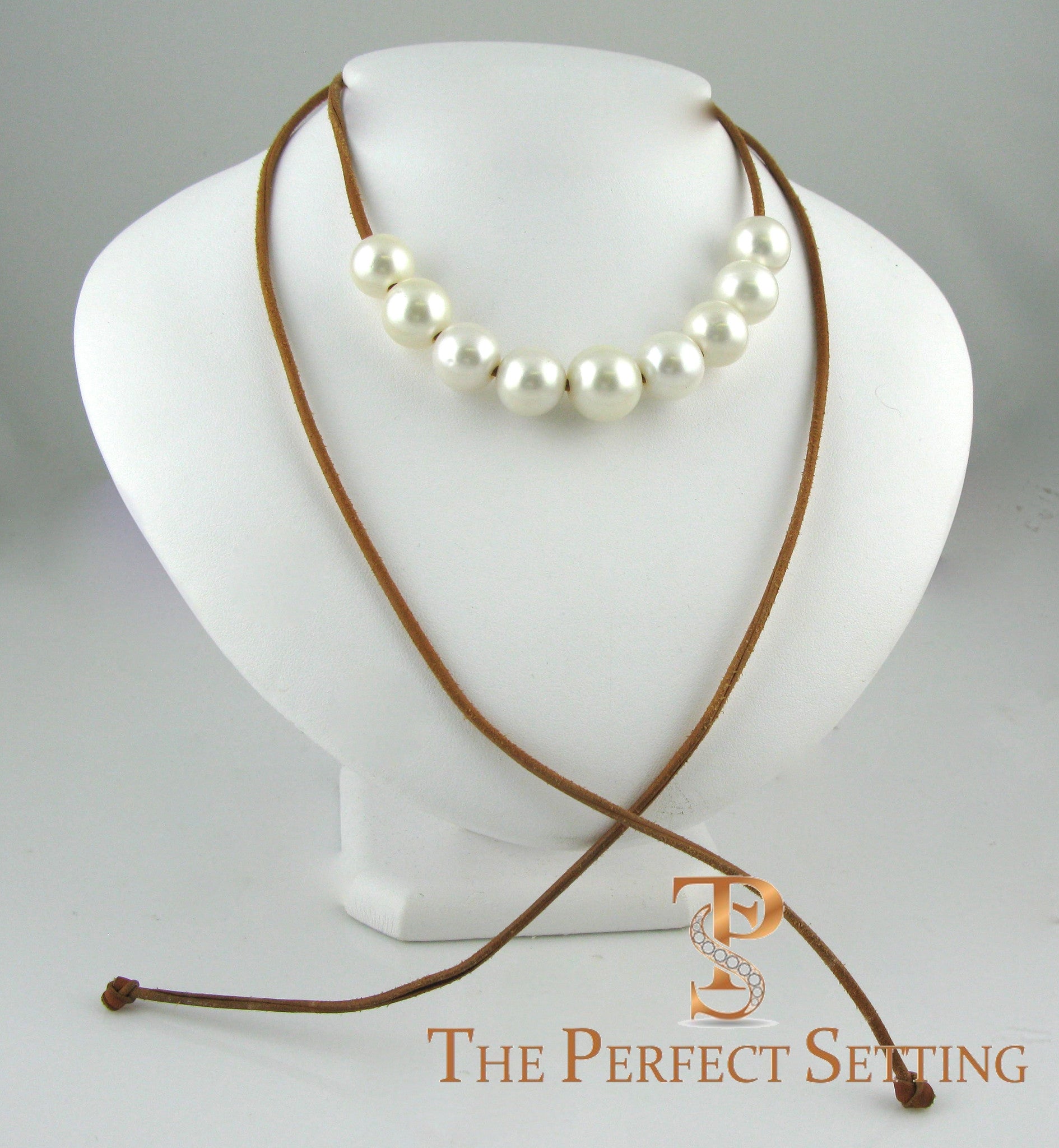 south sea pearls on kangaroo leather cord