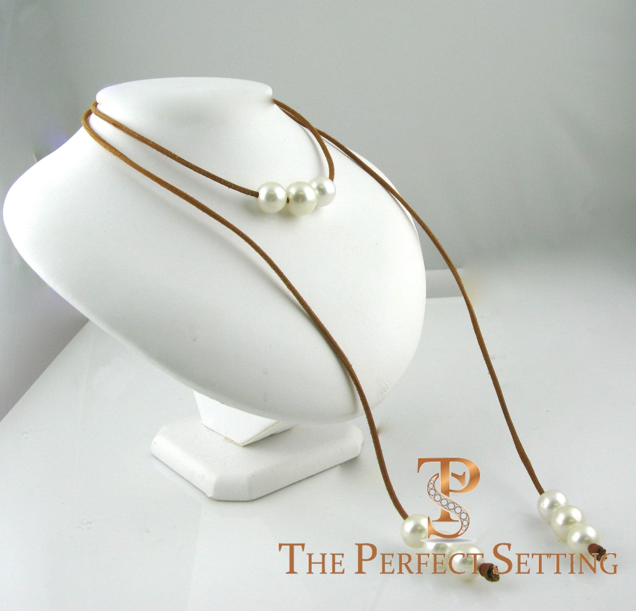south sea pearls on kangaroo leather cord