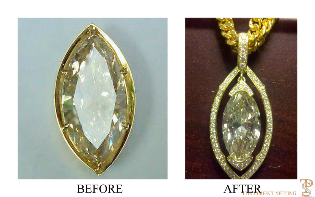 resetting marquise yellow diamond to pendant