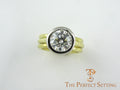 Platinum bezel hammered 18K yellow gold right hand ring