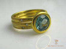 Load image into Gallery viewer, Round Blue Topaz Bezel Set 18K Yellow gold