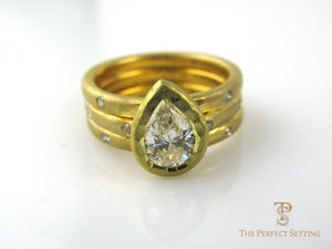 Pear Diamond Bezel Set Ring
