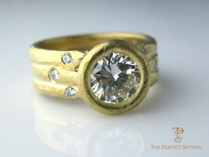 rustic diamond bezel set engagement ring