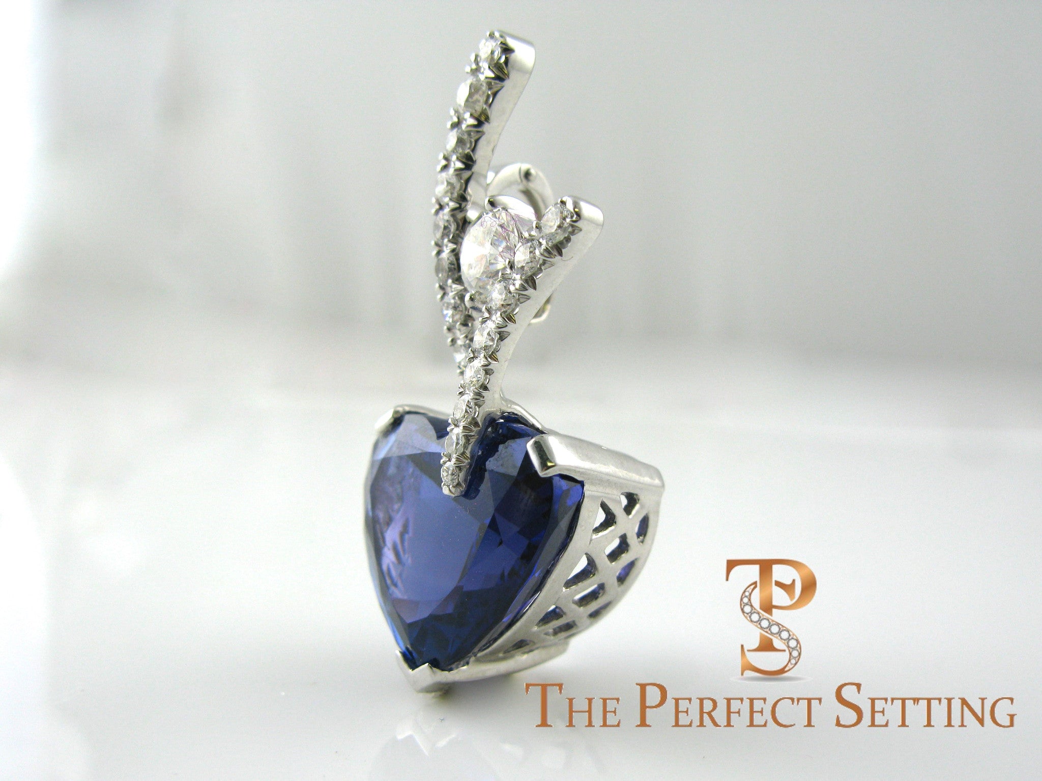 Tanzanite Heart and Diamond Pendant Enhancer