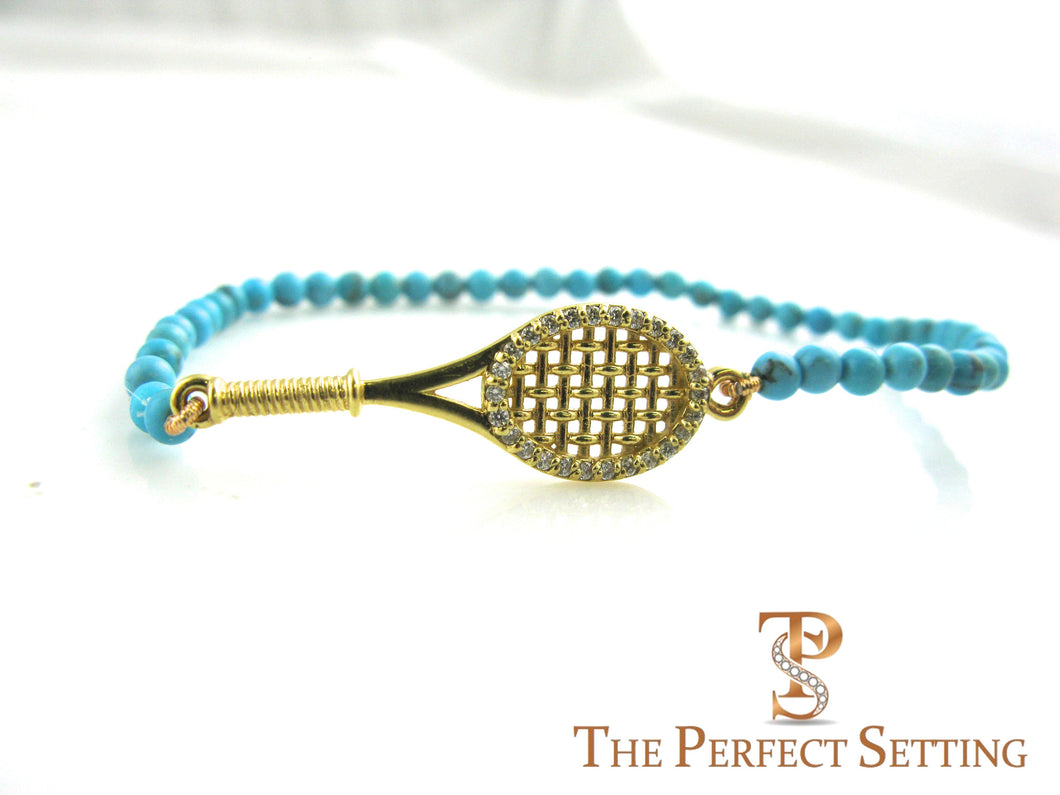 tennis bracelet gold diamond turquoise