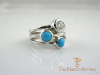 Diamond Turquoise Three stone custom ring