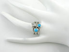 Turquoise Diamond Gold Three Stone Bezel Ring