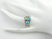 Load image into Gallery viewer, Turquoise Diamond Gold Three Stone Bezel Ring