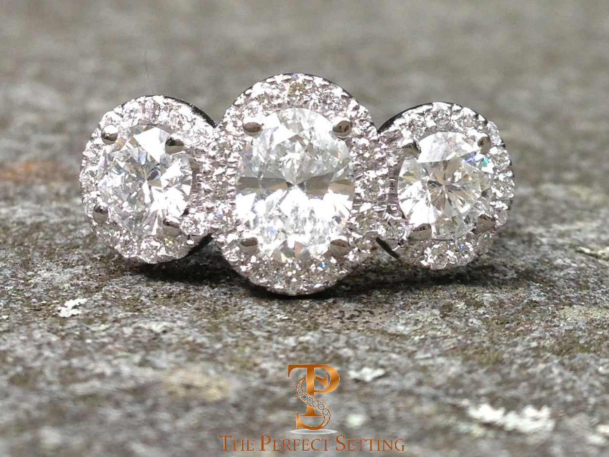 Oval Round Diamond Halo Ring