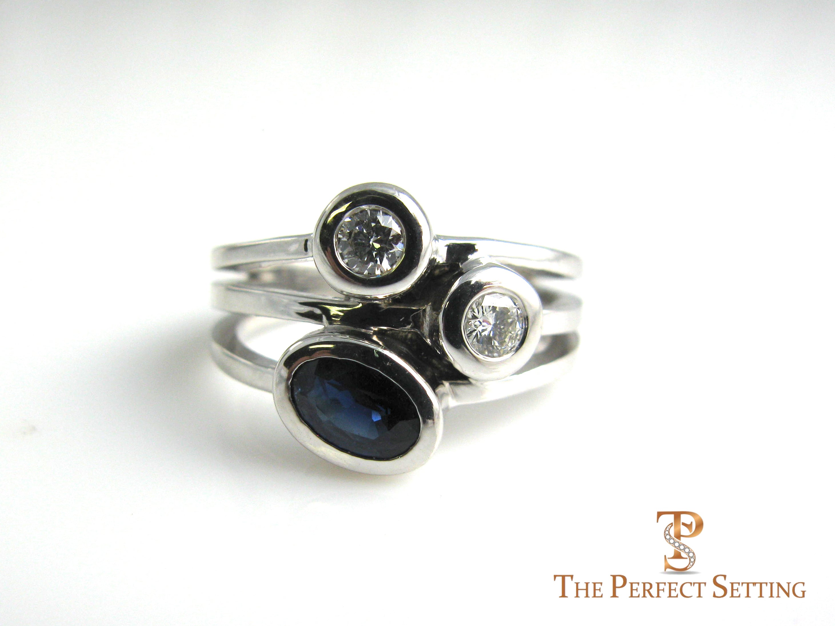 Three Stone Sapphire and Diamond Ring