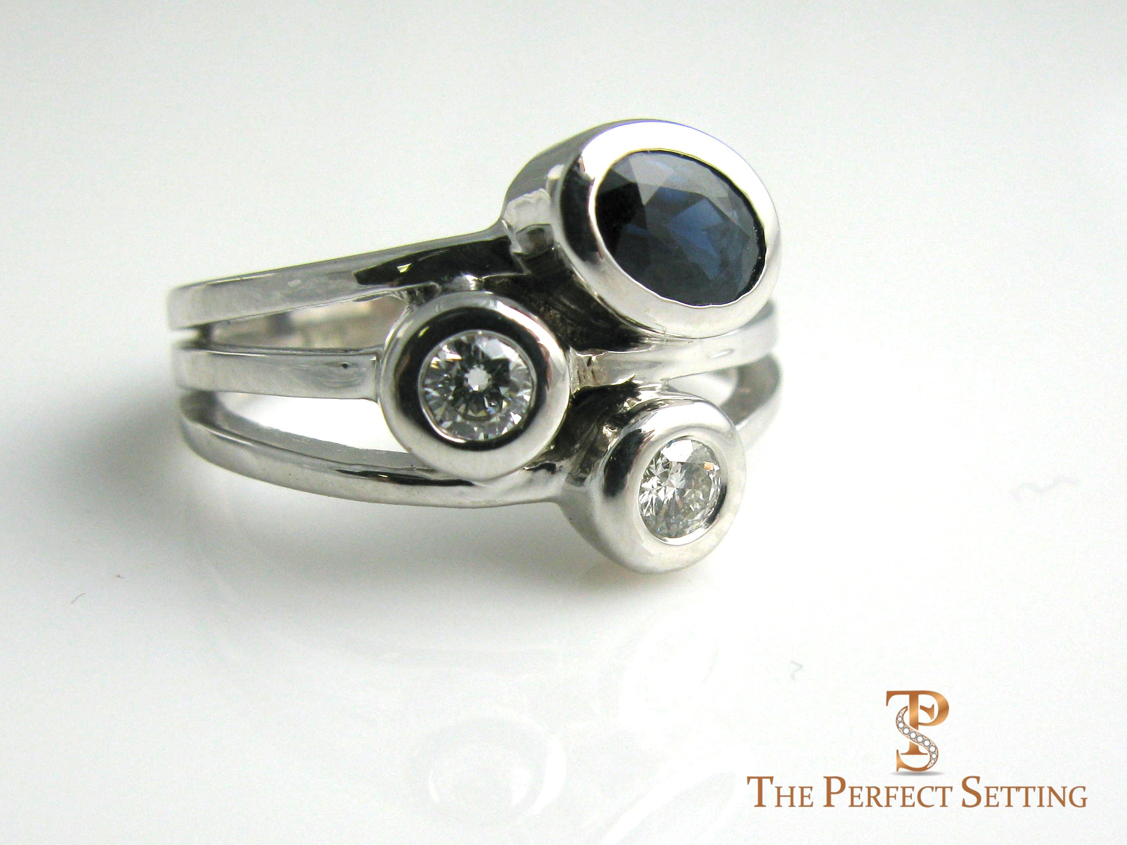Three Stone Sapphire and Diamond Ring