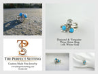Collage Three Stone Diamond Turquoise Ring