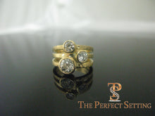 Load image into Gallery viewer, Yellow gold bezel set three stone ring