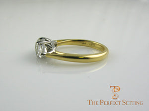 Pear and Round Diamond Three Stone Engagement Ring