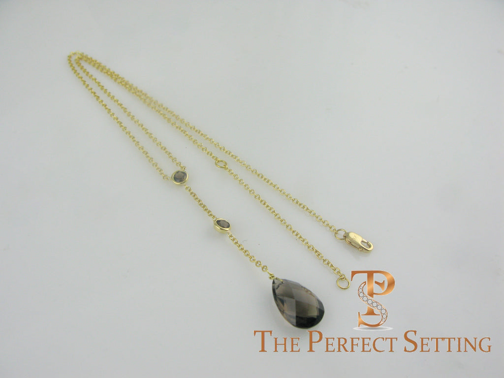 adjustable topaz birthstone necklace 18K yellow gold
