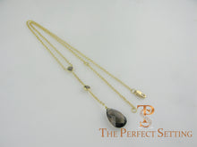 Load image into Gallery viewer, adjustable topaz birthstone necklace 18K yellow gold