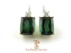 Dark Green Tourmaline and Diamond Earrings