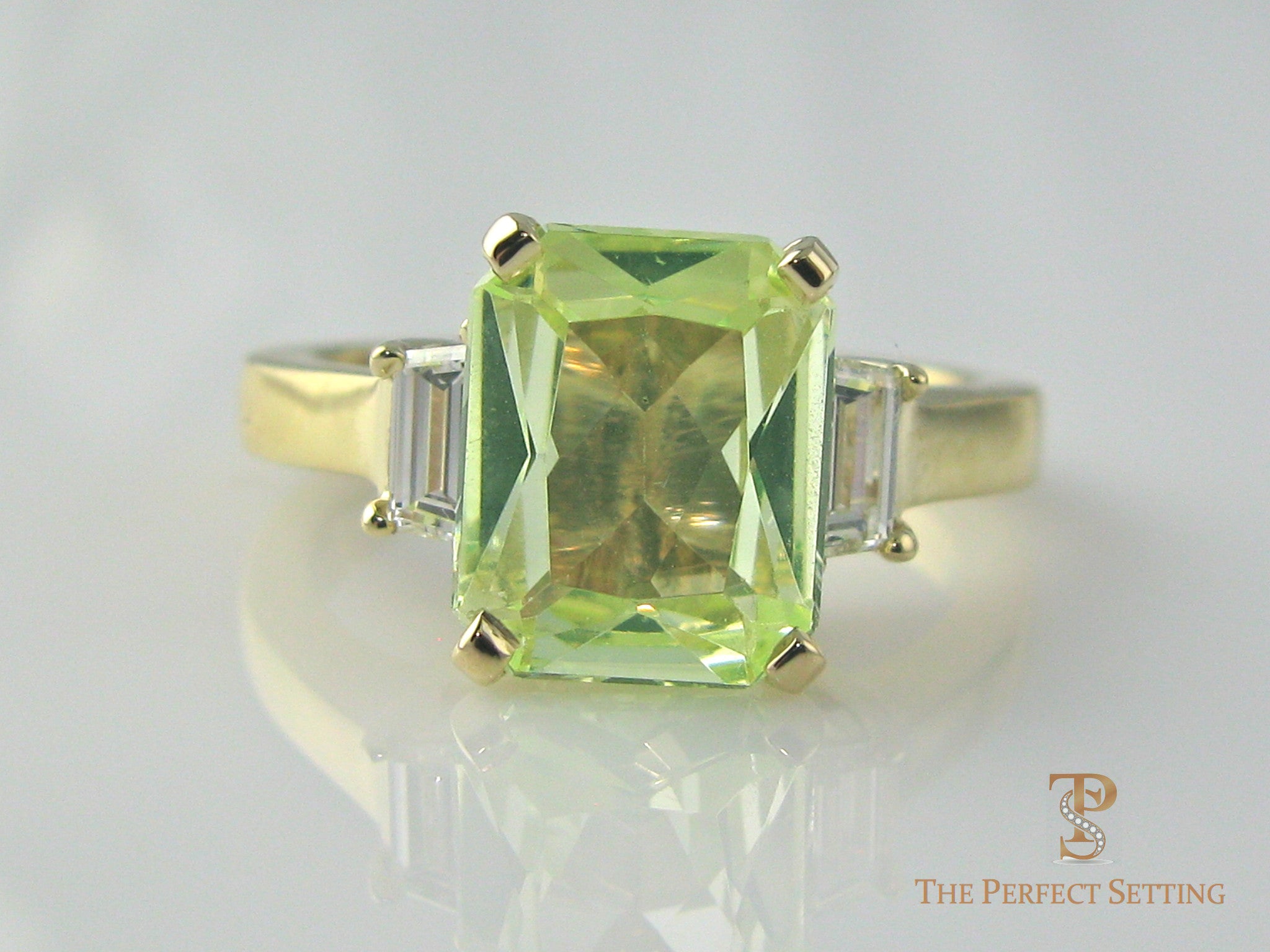 Emerald Cut Tourmaline Engagement Ring