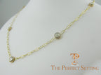 Custom Bezel Set Diamond Necklace on Fancy Unique Chain