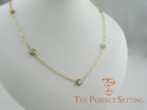 vintage diamond bezel set necklace