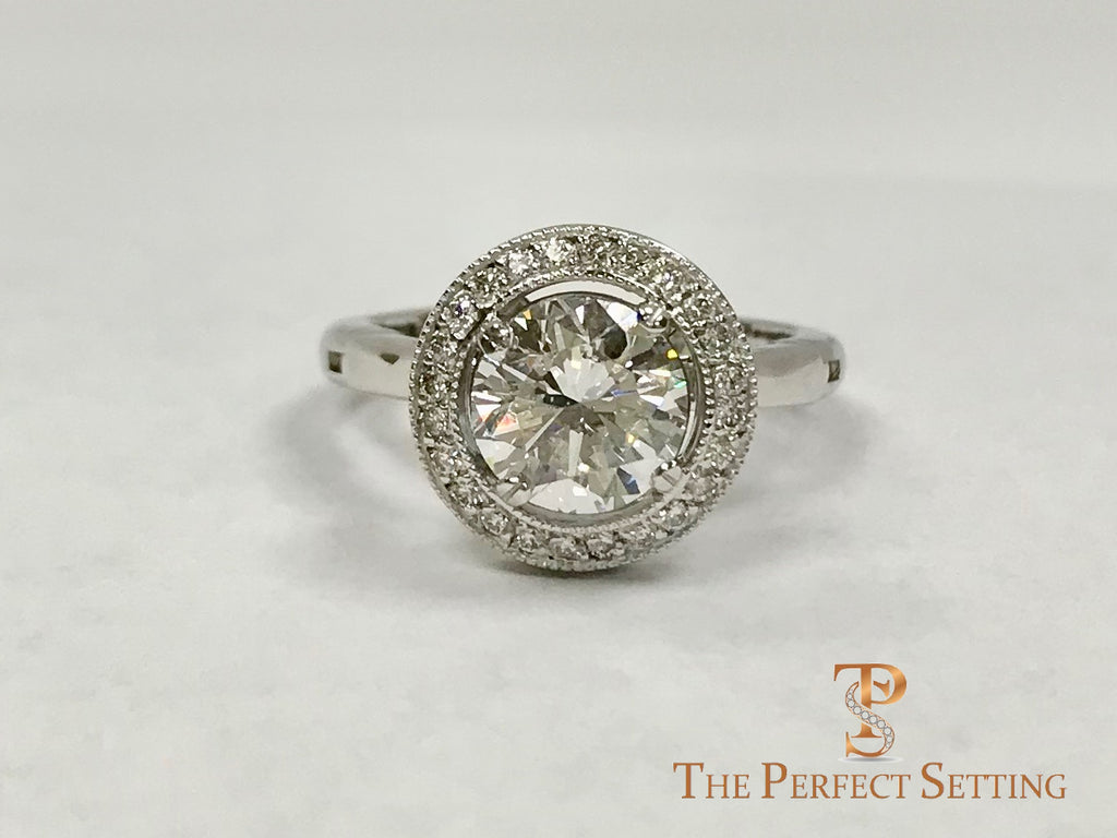 Vintage Halo Diamond Ring with Adjustable Shank for Arthritis and Arthritic Fingers