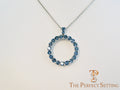 Custom aquamarine circle pendant