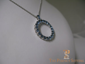 Custom aquamarine circle pendant sparkle