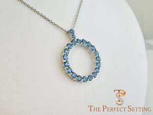 Custom aquamarine circle pendant side