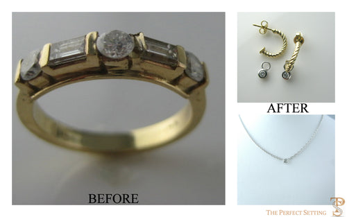Resetting - Unworn Wedding Ring becomes earrings and necklace