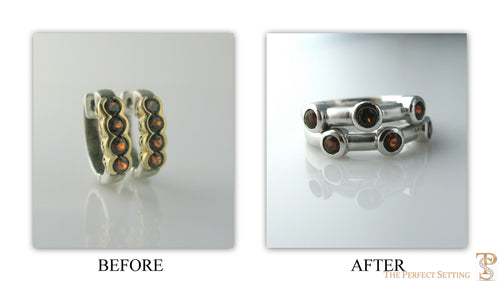 Resetting- Garnet Earrings become gold garnet rings