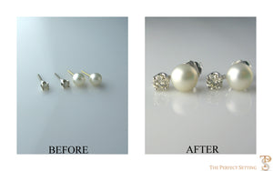 Resetting- Unworn Pearl & Diamond Earrings