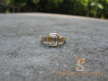 Load image into Gallery viewer, 3 Stone Emerald Cut Diamond Custom Ring Bezel Setting
