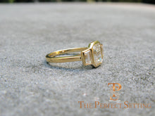Load image into Gallery viewer, three stone emerald cut diamond custom engagement 