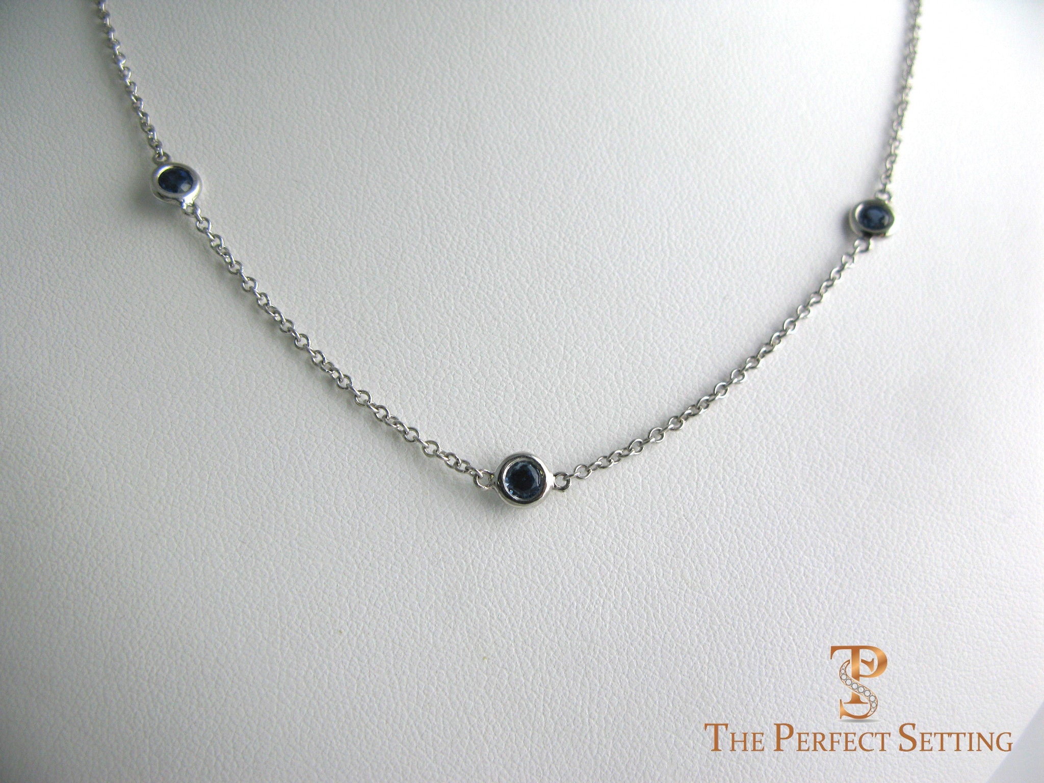 3 Stone Sapphire Necklace