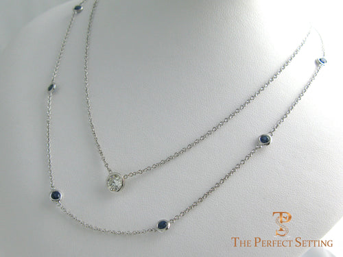 Bezel Set Sapphire Necklace with diamond bezel necklace
