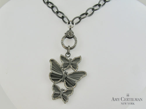 Butterfly Pendant Diamond Clasp Rocker Chain