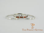 custom baquette diamond and garnet stackable wedding bands