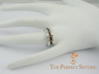 custom baquette diamond and garnet stackable wedding bands