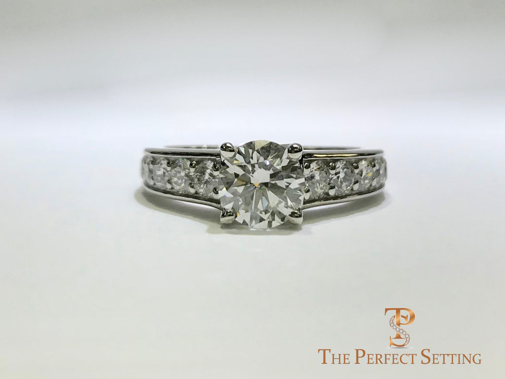 Custom Diamond Engagement Ring Bead Set Channel Setting Platinum